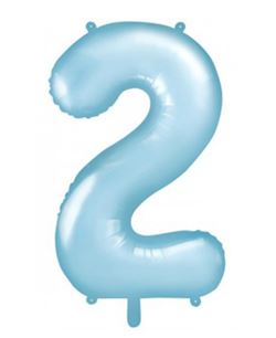 Globo Foil Número 2 Azul Cielo Mate 86 cm | Globo Helio