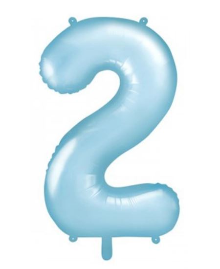 Globo Foil Número 2 Azul Cielo Mate 86 cm | Globo Helio