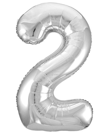 Globo Foil Número 2 Plateado Metalizado 86 cm | Globo Helio