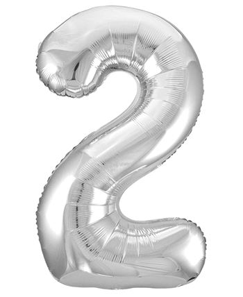 Globo Foil Número 2 Plateado Metalizado 86 cm | Globo Helio