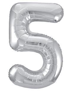 Globo Foil Número 5 Plateado Metalizado 86 cm | Globo Helio