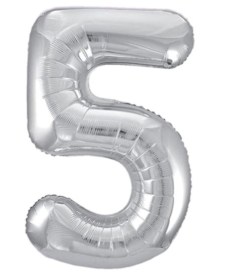 Globo Foil Número 5 Plateado Metalizado 86 cm | Globo Helio
