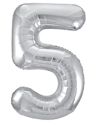 Globo Foil Número 5 Plateado Metalizado 86 cm | Globo Helio