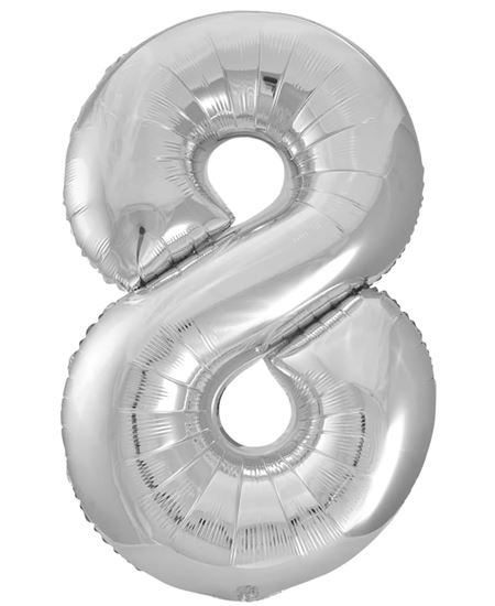 Globo Foil Número 8 Plateado Metalizado 86 cm | Globo Helio