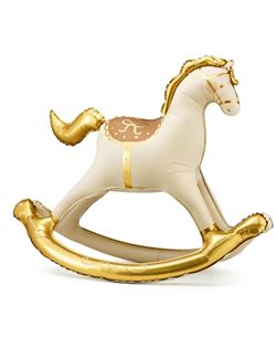Globo Foil Caballito Balancín Beige y Dorado 118 cm