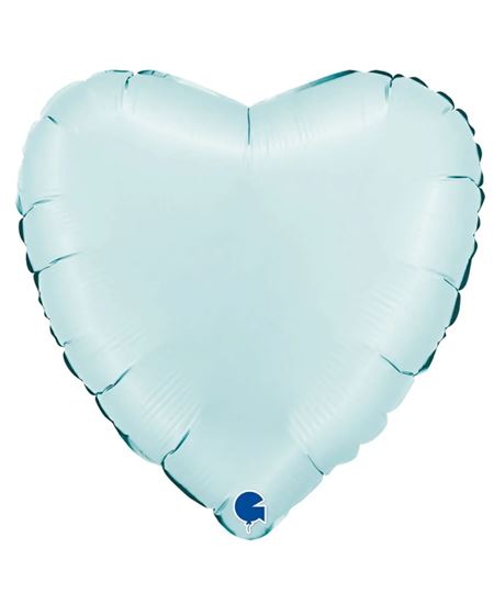 Globo de Helio Corazón Azul Pastel Satinado 45 cm