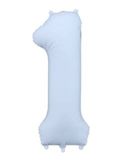 Globo Foil Número 1 Azul Niebla 86 cm