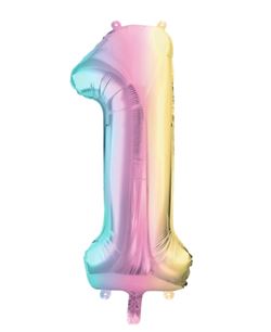 Globo Foil Número 1 Pastel Rainbow 86 cm