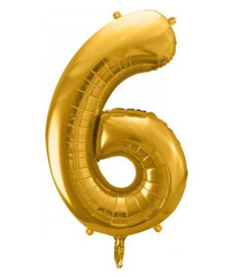 Globo Foil Número 6 Oro 86 cm