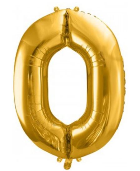 Globo Foil Número 0 Oro 86 cm