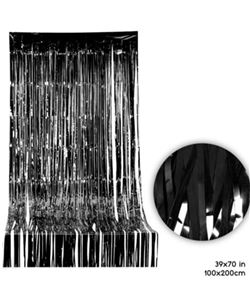 Cortina Metalizada Negra 100x200 cm para Fiestas