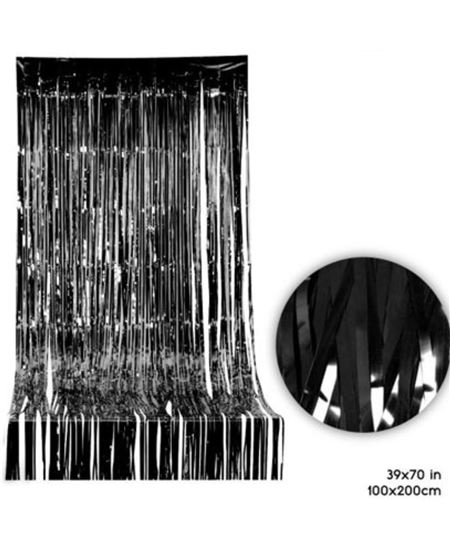 Cortina Metalizada Negra 100x200 cm para Fiestas