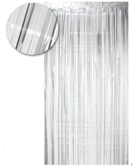 Cortina Metalizada Plateada 2x1 m para Fiestas