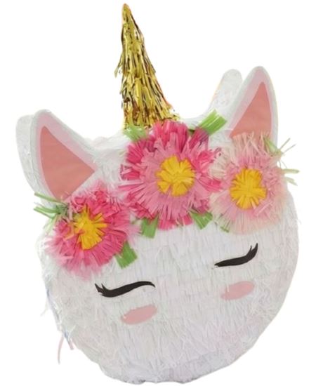 Piñata Unicornio con Flores 48 cm para Cumpleaños