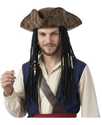 SOMBRERO PIRATA CON RASTAS | Complemento Carnaval
