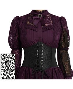 CORSET NEGRO BRILLANTE DECORADO