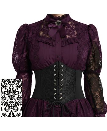 CORSET NEGRO BRILLANTE DECORADO