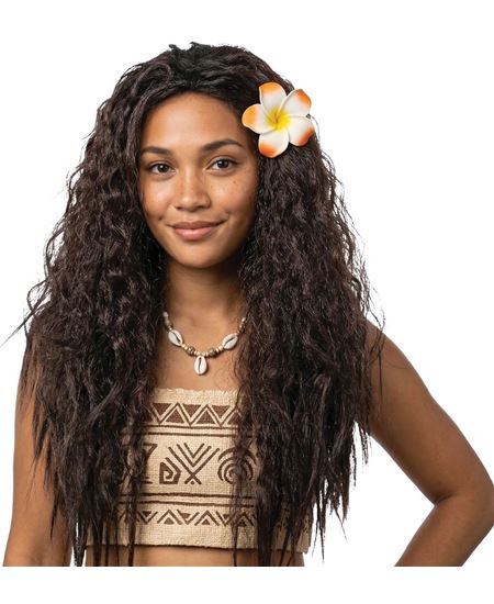 PELUCA HAWAIANA CASTAÑA | Complemento Halloween