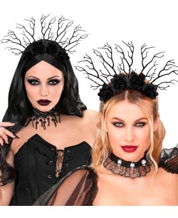 Diadema de Reina Oscura con Rosas Negras | Halloween