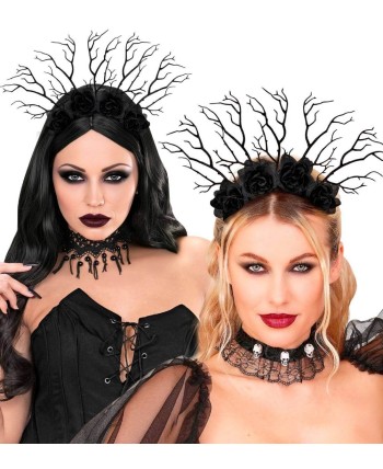 Diadema de Reina Oscura con Rosas Negras | Halloween