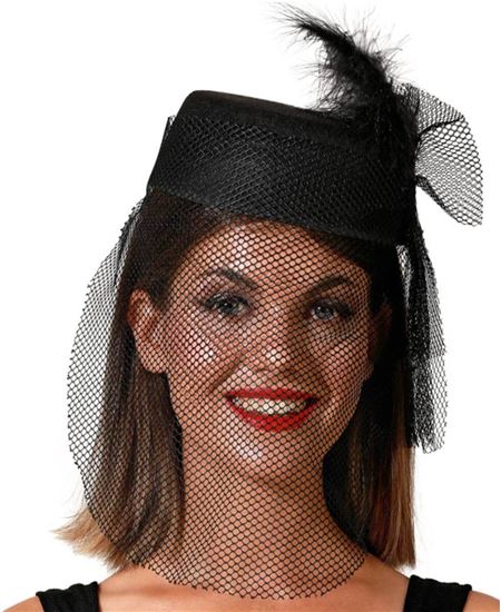 Sombrero con Velo Negro | Halloween