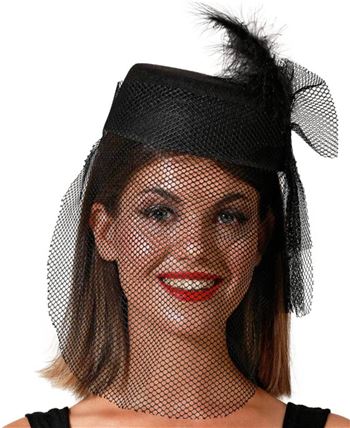 Sombrero con Velo Negro | Halloween