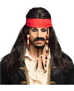 Peluca con Bandana, Bigote y Barba | Pirata