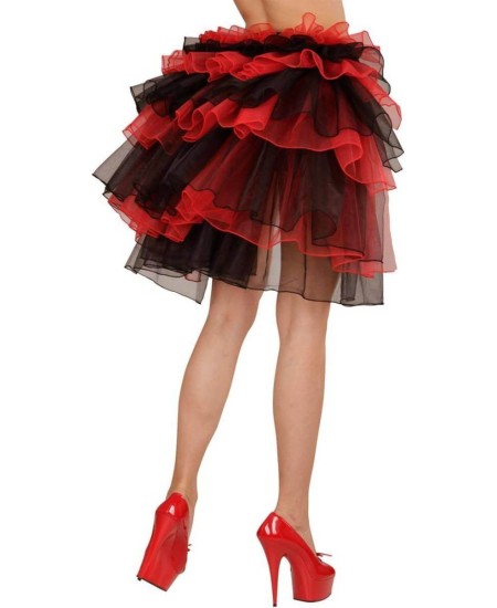 COLA DE TUTU ROJA Y NEGRA CON LAZOS