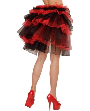 COLA DE TUTU ROJA Y NEGRA CON LAZOS