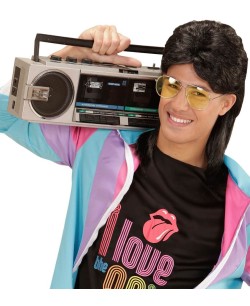 Peluca Hombre Negra Anos 80 Mullet | La Casa de las Fiestas 2