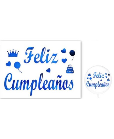 VINILO PARA GLOBO FELIZ CUMPLEAÑOS AZUL