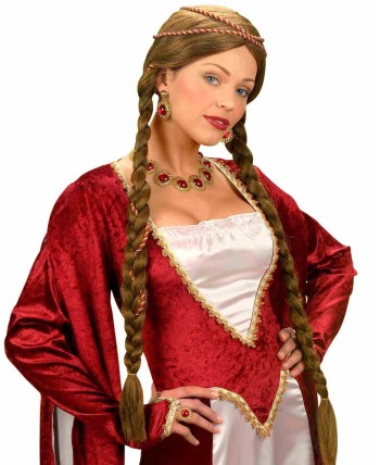 PELUCA MEDIEVAL REINA DEL RENACIMIENTO CON CINTA