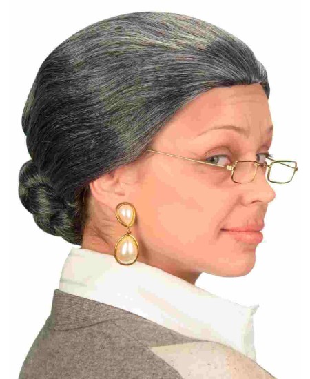 PELUCA ABUELA MOÑO GRIS