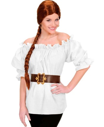 CAMISA BLANCA CUELLO BARCO PARA MUJER