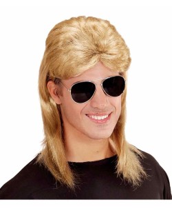 PELUCA RUBIA  AÑOS 80 MULLET CON GAFAS