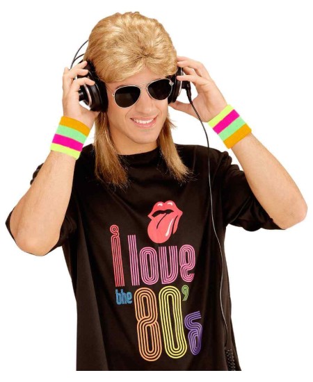 PELUCA RUBIA  AÑOS 80 MULLET CON GAFAS