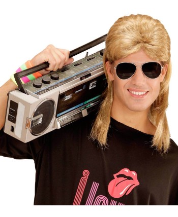 PELUCA RUBIA  AÑOS 80 MULLET CON GAFAS