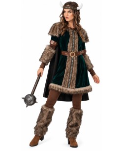 DISFRAZ DE VIKINGA VERDE PARA MUJER