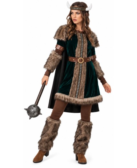 DISFRAZ DE VIKINGA VERDE PARA MUJER