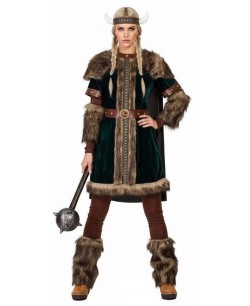 DISFRAZ DE VIKINGA VERDE PARA MUJER 2