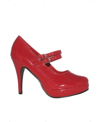 ZAPATO TACON FINO ROJO PLATAFORMA