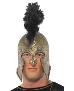 CASCO DE ROMANO ORO LATEX CON CRESTA NEGRA