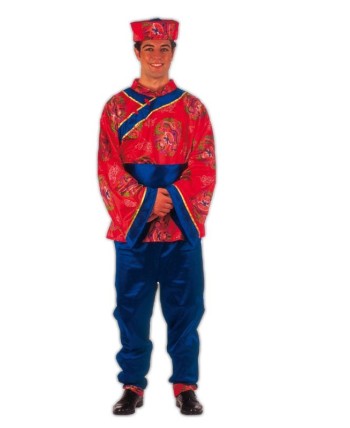 DISFRAZ DE CHINO ROJO Y AZUL