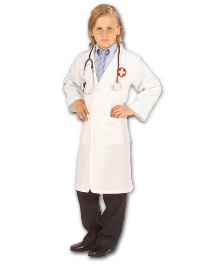 DISFRAZ MEDICO CON LUZ DE FIBRA OPTICA PARA NIÑO
