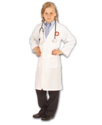 DISFRAZ MEDICO CON LUZ DE FIBRA OPTICA PARA NIÑO