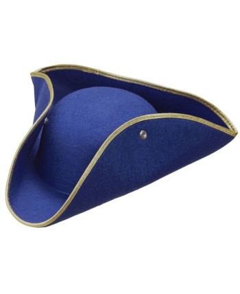SOMBRERO TRICORNIO AZUL CON RIBETE DORADO