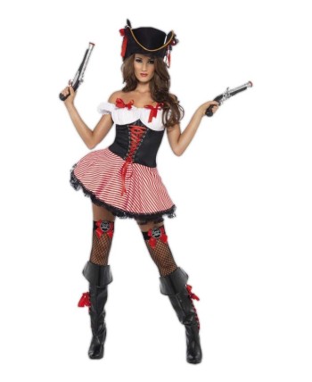 DISFRAZ DE CORSARIA SEXY FALDA RAYAS