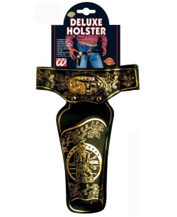 CARTUCHERA PARA UNA PISTOLA DORADA Y NEGRA