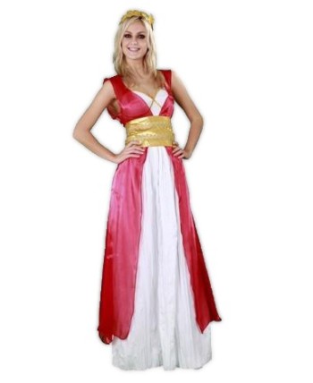 DISFRAZ DE ROMANA ROJO Y BLANCO AGRIPINIA