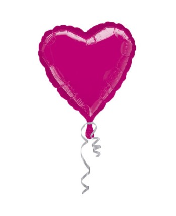 GLOBO DE HELIO CORAZON FUCSIA METALIZADO